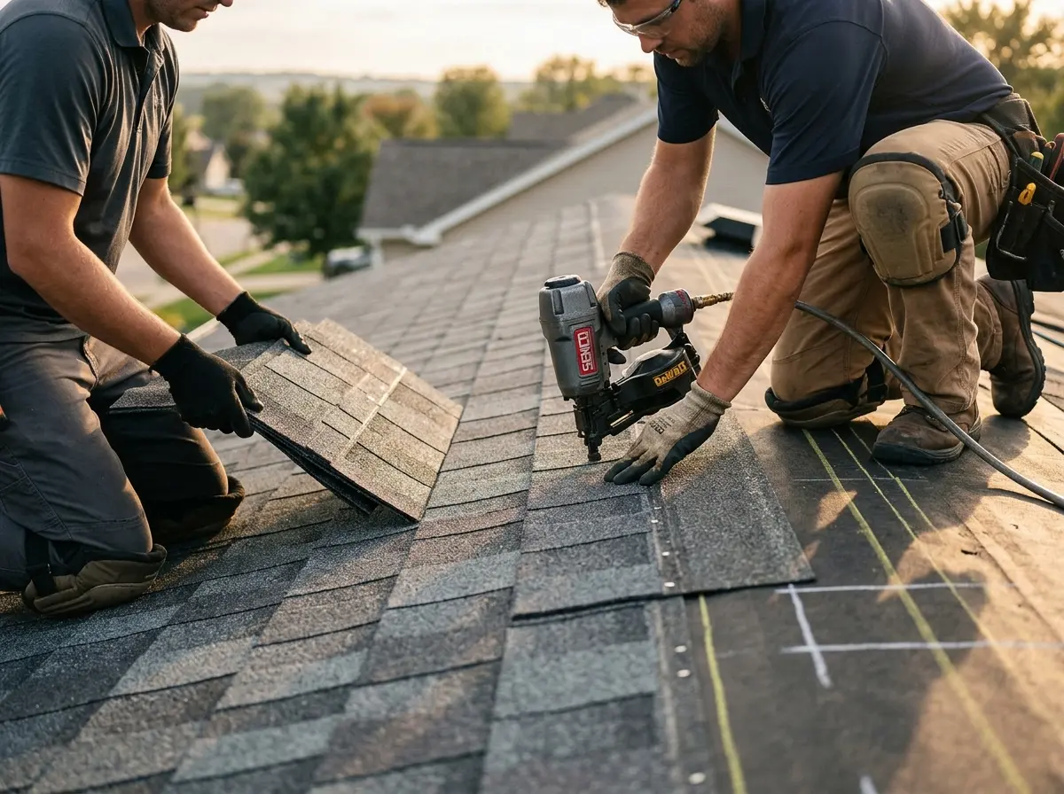 Professional roofer working on a residential roof in Wawarsing